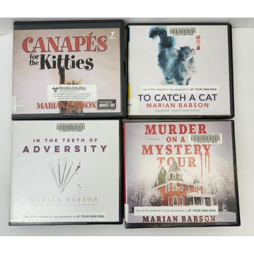 Marian Babson Lot of 4 Audiobooks Books on CD Unabridged Crime Mystery Fiction